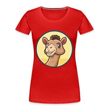 Camel Kawaii Cartoon Character Animal Pet Face - Women's Premium Organic T-Shirt - red - Front - Mia (176cm)