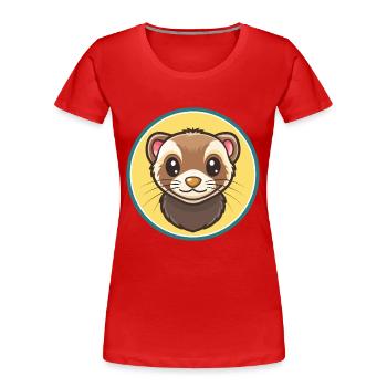 Ferret Kawaii Cartoon Character Animal Pet Face - Women's Premium Organic T-Shirt - red - Front - Mia (176cm)