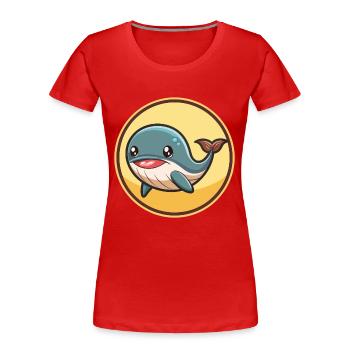 Wal Kawaii Cartoon Figur Tier Haustier Gesicht - Frauen Premium Bio T-Shirt - Rot - Vorne - Mia (176cm)