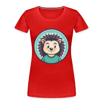 Igel Kawaii Cartoon Figur Tier Haustier Gesicht - Frauen Premium Bio T-Shirt - Rot - Vorne - Mia (176cm)