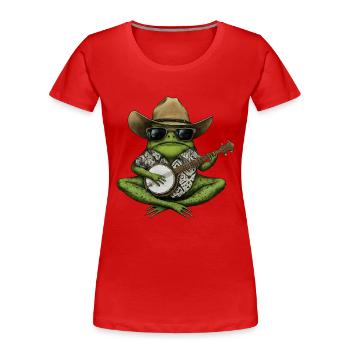 VERDAMMT, ICH LIEBE FRÖSCHE! FROSCH-BANJO-SPIELER - Frauen Premium Bio T-Shirt - Rot - Vorne - Mia (176cm)