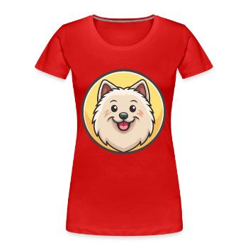 American Eskimo Dog Breed Cartoon Kawaii Clipart - Women's Premium Organic T-Shirt - red - Front - Mia (176cm)
