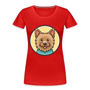 Dessin animé kawaii de race de chien terrier australien - T-shirt bio Premium Femme - rouge - Devant - Mia (176cm)