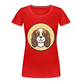 Cavalier Dog Breed Colorful Cartoon Kawaii Clipart - Women's Premium Organic T-Shirt - red - Front - Mia (176cm)