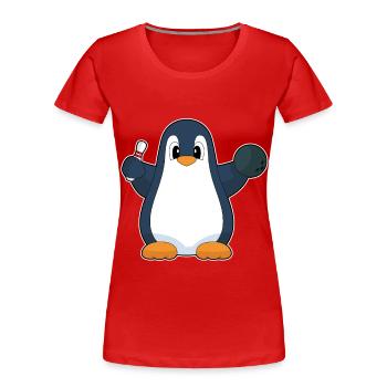 Pinguin Bowling Bowlingkugel Pin - Frauen Premium Bio T-Shirt - Rot - Vorne - Mia (176cm)