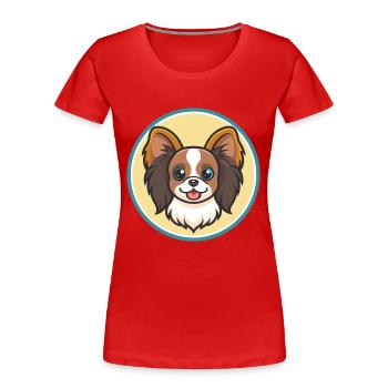 Kontinentaler Toy Spaniel, Hunderasse, Cartoon, Kawaii - Frauen Premium Bio T-Shirt - Rot - Vorne - Mia (176cm)