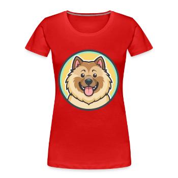 Eurasier Dog Breed Colorful Cartoon Kawaii Clipart - Women's Premium Organic T-Shirt - red - Front - Mia (176cm)