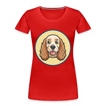 Cocker anglais Spaniel Chien Race Dessin animé Kawaii - T-shirt bio Premium Femme - rouge - Devant - Mia (176cm)