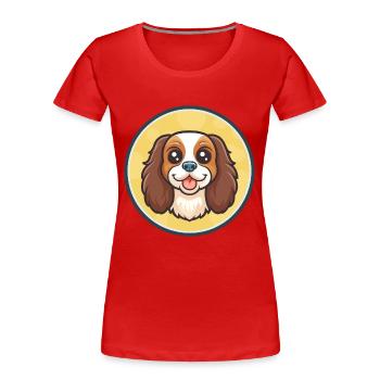 Englisch Spielzeug Spaniel Hund Rasse Lustig Karikatur Kawaii - Frauen Premium Bio T-Shirt - Rot - Vorne - Mia (176cm)