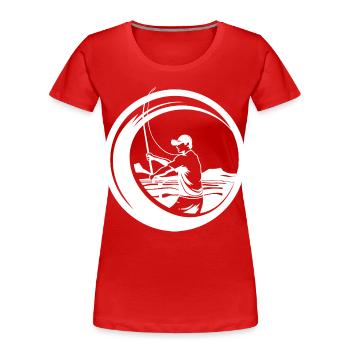Angler Skizze - Frauen Premium Bio T-Shirt - Rot - Vorne - Mia (176cm)