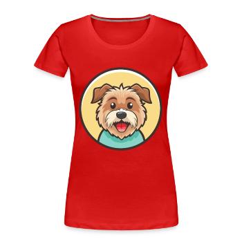 Glen Of Imaal Terrier Chien Race Dessin Animé Kawaii Pet - T-shirt bio Premium Femme - rouge - Devant - Mia (176cm)