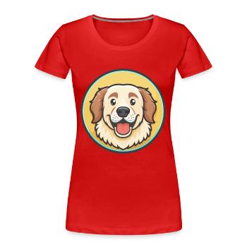 Great Pyrenees Dog Breed Cartoon Kawaii Clipart - Women's Premium Organic T-Shirt - red - Front - Mia (176cm)