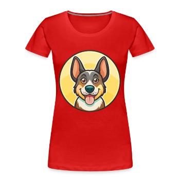 Chien de chasse lituanien race dessin animé Kawaii Clipart - T-shirt bio Premium Femme - rouge - Devant - Mia (176cm)