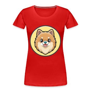 Pommersche Deutsche Spitz Hunderasse Karikatur Kawaii - Frauen Premium Bio T-Shirt - Rot - Vorne - Mia (176cm)