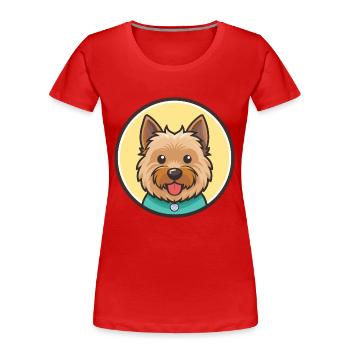 Norwich Terrier Hunderasse Cartoon Kawaii Clipart - Frauen Premium Bio T-Shirt - Rot - Vorne - Mia (176cm)