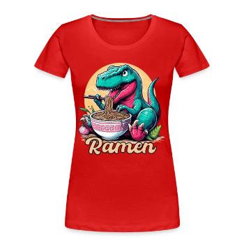 Mignon T-Rex Ramen Dinosaure Cadeau - T-shirt bio Premium Femme - rouge - Devant - Mia (176cm)