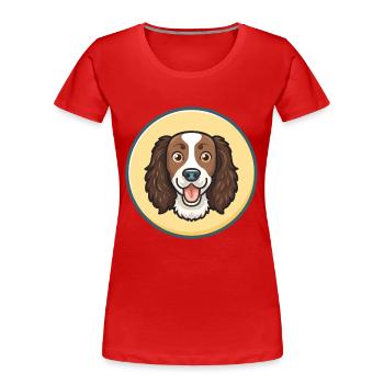Small Munsterlander Dog Breed Funny Cartoon Kawaii - Women's Premium Organic T-Shirt - red - Front - Mia (176cm)