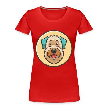 Soft Coated Wheaten Terrier Dog Breed Cartoon Pet - Women's Premium Organic T-Shirt - red - Front - Mia (176cm)