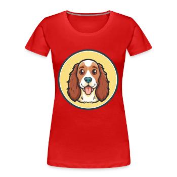 Welsh Springer Spaniel Dog Breed Cartoon Kawaii - Women's Premium Organic T-Shirt - red - Front - Mia (176cm)