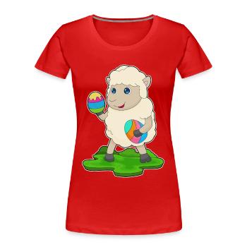 Oeufs de Pâques de brebis - T-shirt bio Premium Femme - rouge - Devant - Mia (176cm)