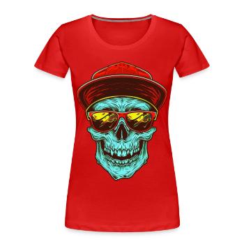 T Shirt Design Hipster Skull - Women's Premium Organic T-Shirt - red - Front - Mia (176cm)
