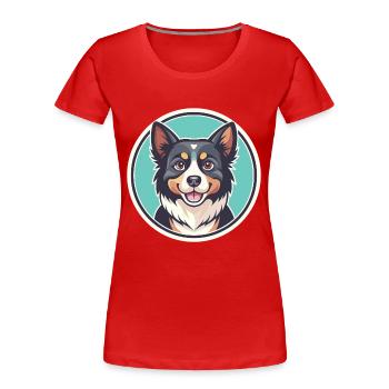 Aidi chien race dessin animé Kawaii Clipart Illustration - T-shirt bio Premium Femme - rouge - Devant - Mia (176cm)