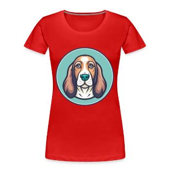 Basset Fauve De Bretagne Hunderasse Cartoon Kawaii - Frauen Premium Bio T-Shirt - Rot - Vorne - Mia (176cm)