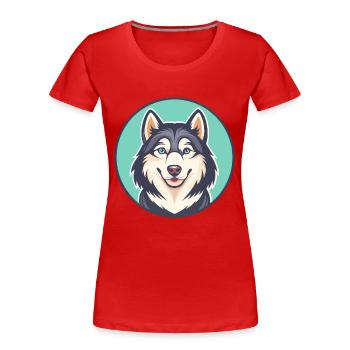 Alaskan Husky Dog Breed Cartoon Kawaii Clipart Pet - Women's Premium Organic T-Shirt - red - Front - Mia (176cm)