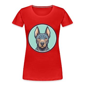 Bleu Thai Ridgeback Chien Race Drôle Dessin Animé Kawaii - T-shirt bio Premium Femme - rouge - Devant - Mia (176cm)