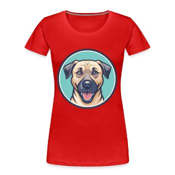 Black Mouth Cur Dog Breed Cartoon Kawaii Clipart - Women's Premium Organic T-Shirt - red - Front - Mia (176cm)