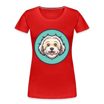 Bolognese Dog Breed Cartoon Kawaii Clipart Animal - Women's Premium Organic T-Shirt - red - Front - Mia (176cm)