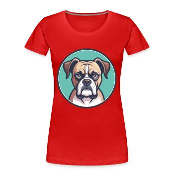 Boxer Hund Rasse Cartoon Kawaii Clipart Tier Haustier - Frauen Premium Bio T-Shirt - Rot - Vorne - Mia (176cm)