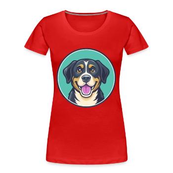 Can De Chira Chien Race Dessin animé Kawaii Clipart Animal de compagnie - T-shirt bio Premium Femme - rouge - Devant - Mia (176cm)
