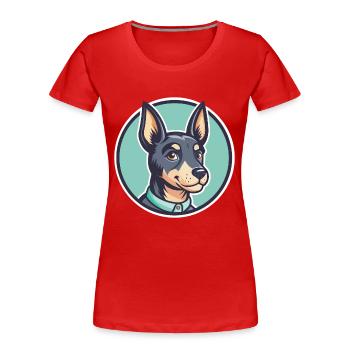 Blauer Paul Terrier Hund Rasse Cartoon Kawaii Clipart - Frauen Premium Bio T-Shirt - Rot - Vorne - Mia (176cm)