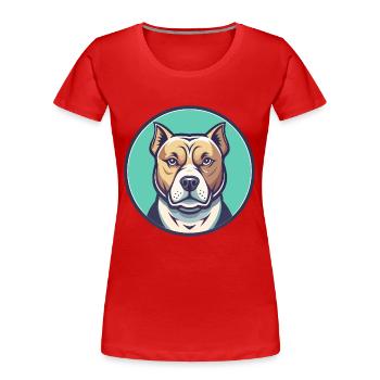Bully Kutta Race de chien Drôle Dessin animé Kawaii Clipart - T-shirt bio Premium Femme - rouge - Devant - Mia (176cm)