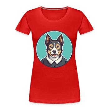 Cesky Strakaty Pes Dog Breed Cartoon Kawaii - Women's Premium Organic T-Shirt - red - Front - Mia (176cm)
