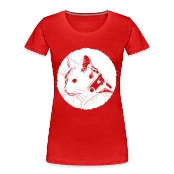 Chat Steampunk - T-shirt bio Premium Femme - rouge - Devant - Mia (176cm)