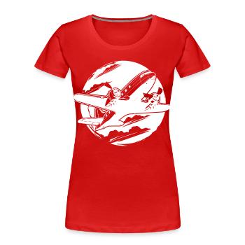 Flugzeug Zeichnung - Frauen Premium Bio T-Shirt - Rot - Vorne - Mia (176cm)