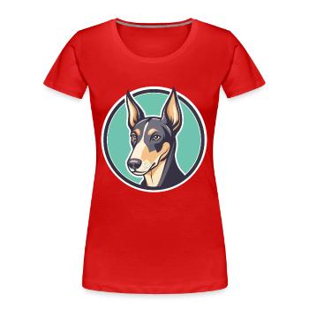 Chien de chasse crétois Race Dessin animé Kawaii Clipart Animal de compagnie - T-shirt bio Premium Femme - rouge - Devant - Mia (176cm)