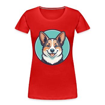 Corgi Chien Race Dessin animé Kawaii Clipart Animal de compagnie - T-shirt bio Premium Femme - rouge - Devant - Mia (176cm)
