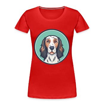 Setter anglais chien race dessin animé Kawaii Clipart - T-shirt bio Premium Femme - rouge - Devant - Mia (176cm)