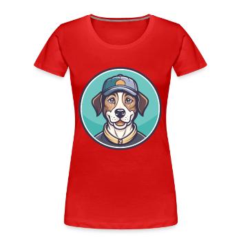 Florida Cracker Cur Dog Breed Funny Cartoon Kawaii - Women's Premium Organic T-Shirt - red - Front - Mia (176cm)