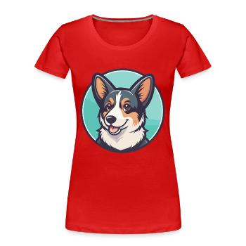 Cur Chien Race Dessin Animé Kawaii Clipart Illustration - T-shirt bio Premium Femme - rouge - Devant - Mia (176cm)