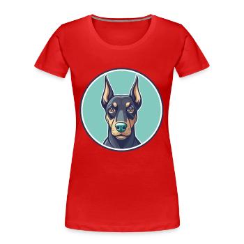 Doberman Pinscher Dog Breed Cartoon Kawaii Clipart - Women's Premium Organic T-Shirt - red - Front - Mia (176cm)