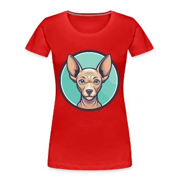 Ecuadorianische haarlose Hunderasse Lustige Karikatur Kawaii - Frauen Premium Bio T-Shirt - Rot - Vorne - Mia (176cm)