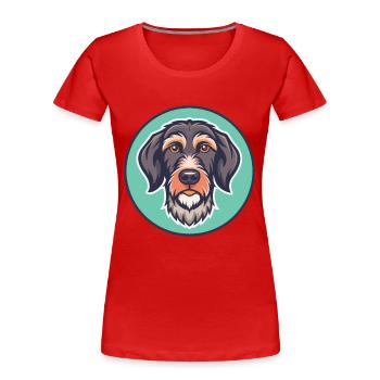 Braque allemand à poil dur chien race dessin animé drôle - T-shirt bio Premium Femme - rouge - Devant - Mia (176cm)