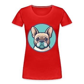 Bouledogue Français Chien Race Dessin animé Kawaii Clipart - T-shirt bio Premium Femme - rouge - Devant - Mia (176cm)