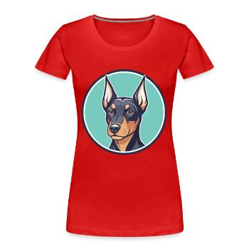 German Pinscher Dog Breed Cartoon Kawaii Clipart - Women's Premium Organic T-Shirt - red - Front - Mia (176cm)