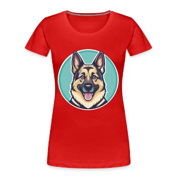 Berger allemand caniche chien race dessin animé Kawaii - T-shirt bio Premium Femme - rouge - Devant - Mia (176cm)