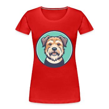 Glen Of Imaal Terrier Chien Race Dessin Animé Kawaii Pet - T-shirt bio Premium Femme - rouge - Devant - Mia (176cm)